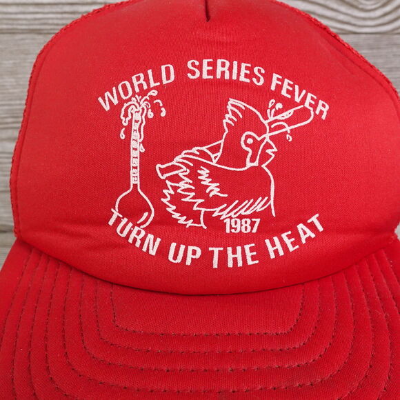 VINTAGE ST LOUIS CARDINALS WORLD SERIES FEVER 1987 80s TRUCKER SNAPBACK HAT CAP - Picture 2 of 11